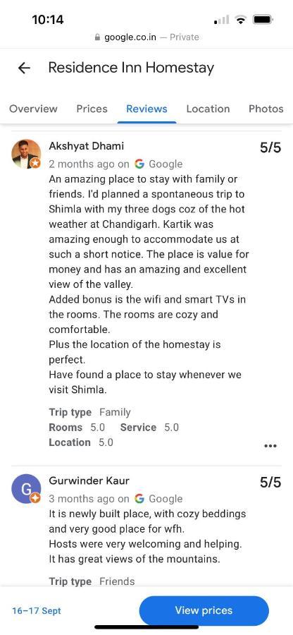Residence Inn Homestay Shimla Luaran gambar